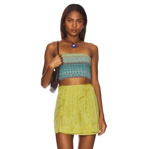 Damson Madder Glinda Ruffle Mini Skirt Lime Green Chartreuse 8 NWT Revolve Boho